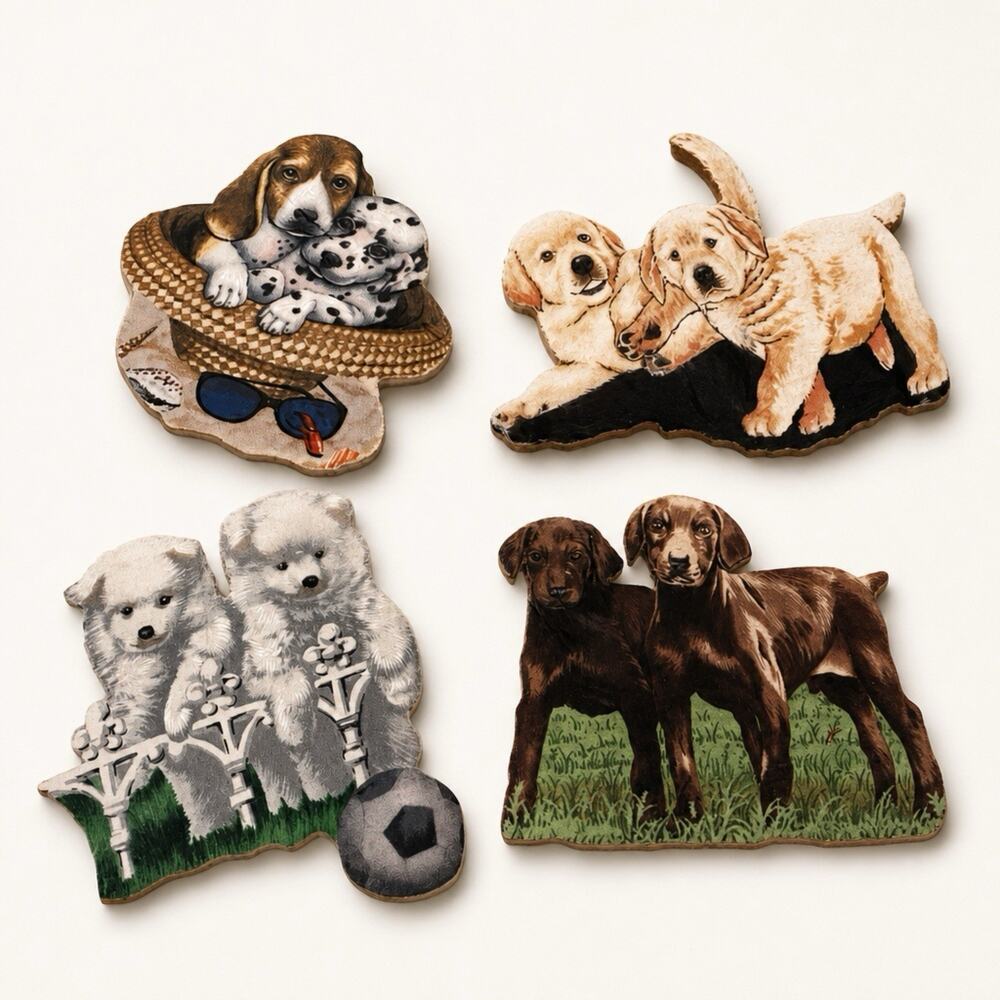 c 1880 Victorian Collections Die Cut DOGS Lover Antique Scrap Ephemera 3" LotOf4